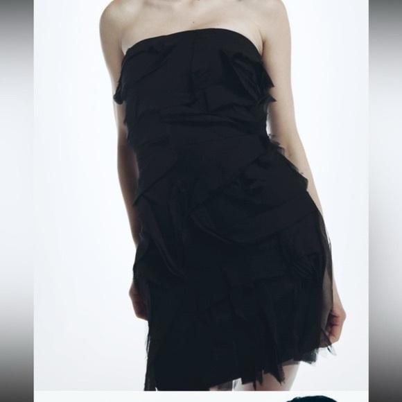 ZARA - Tulle Black Mini Dress - Picture 7 of 7